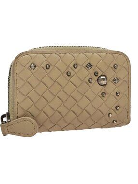 BOTTEGA VENETA INTRECCIATO Coin Purse Leather Beige